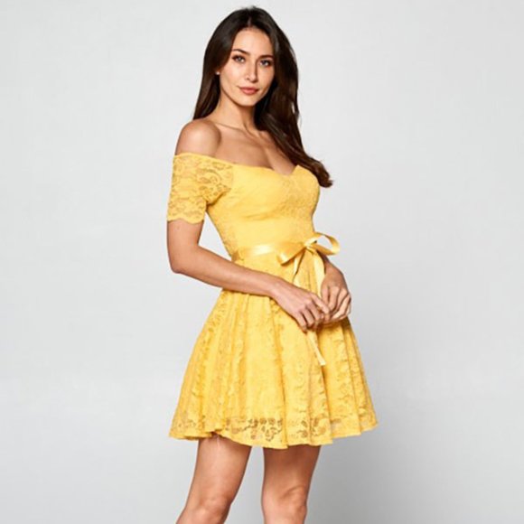 FLORAL-LACE STRAPLESS MINI DRESS - Picture 1 of 3